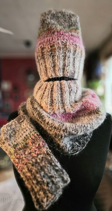 Czapka komin rękawiczki handmade