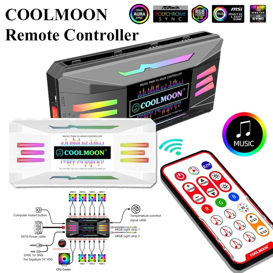 Argb контролер Coolmoon, music version.