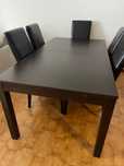 Mesa extensível, preto-castanho, 175x100cm e 6 cadeiras