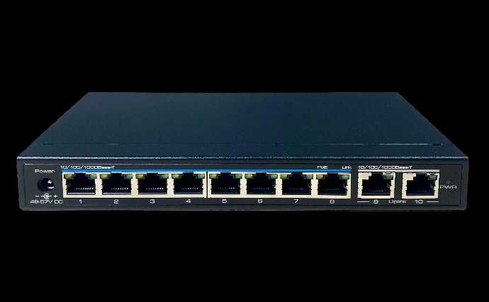 Switch Ethernet de 8 portas + 2 portas Gigabit RJ45 - UTEPO PoE+