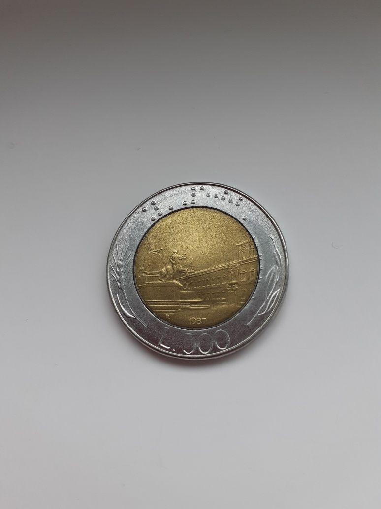 Moneta 500 lirów z 1987r Włochy