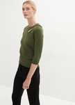B.P.C sweter khaki z wycięciem 56/58.