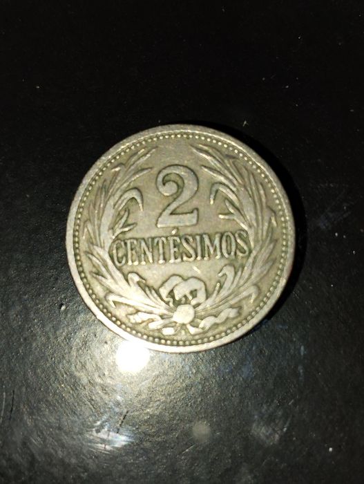 Moeda de 2 Centesimos 1901 e 1936 do Uruguai