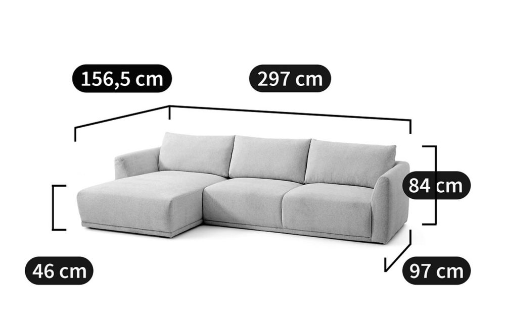 Sofá Chaise Longe Beje 3 Lugares
