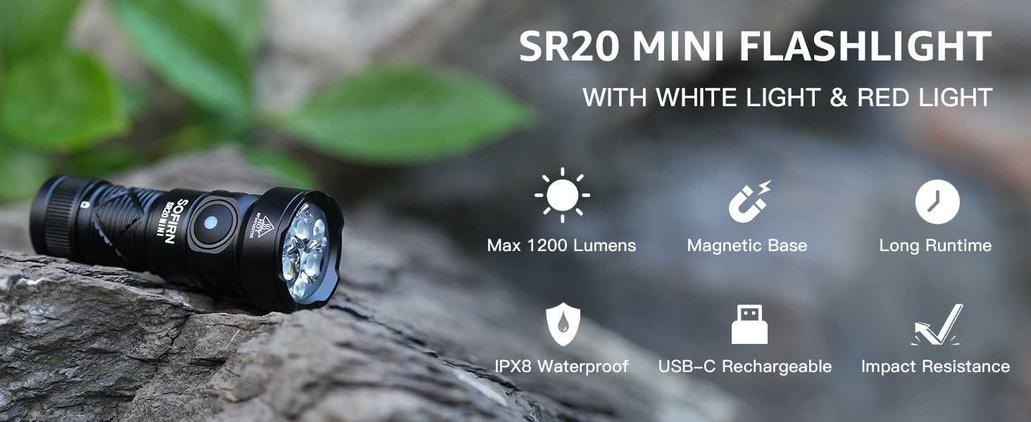 Latarka EDC Sofirn SR20 Mini 1200lm USB-C + akumulator