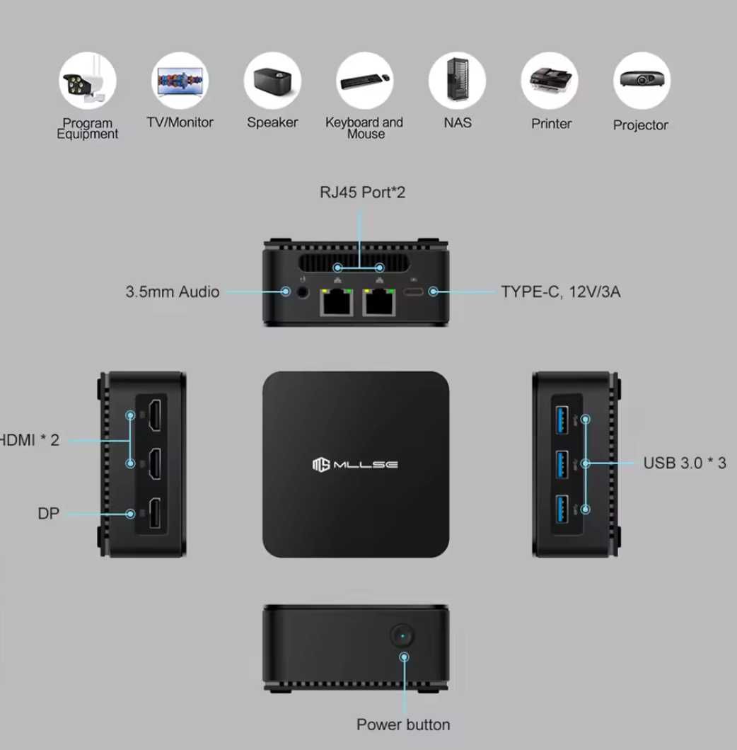 MLLSE G2 міні пк N100 Intel 12th DDR5 12GB RAM 512GB SSD WiFi 6 BT5.2