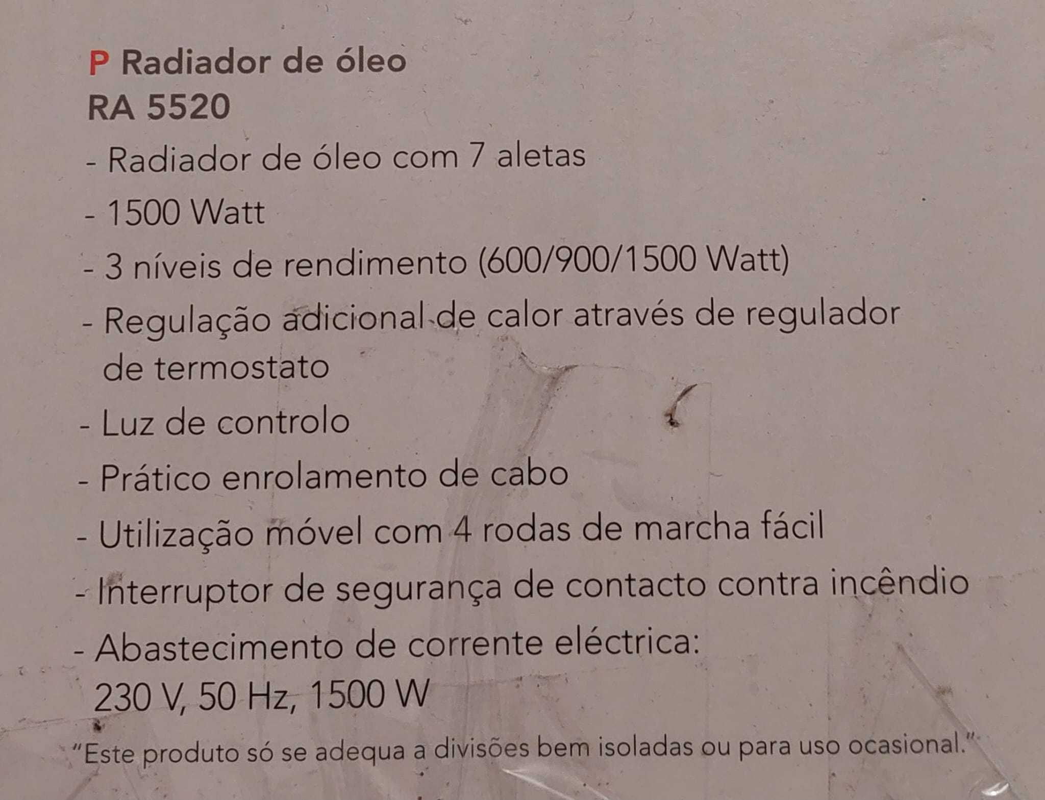 Aquecedor a Óleo AEG Ra 5520 usado poucas vezes