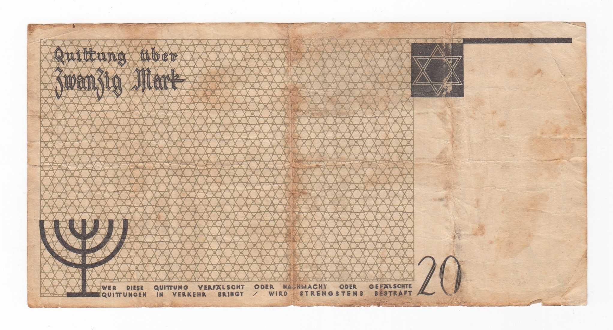 Banknot 20 marek 1940, Miłczak Ł6B, znak wodny, naturalny