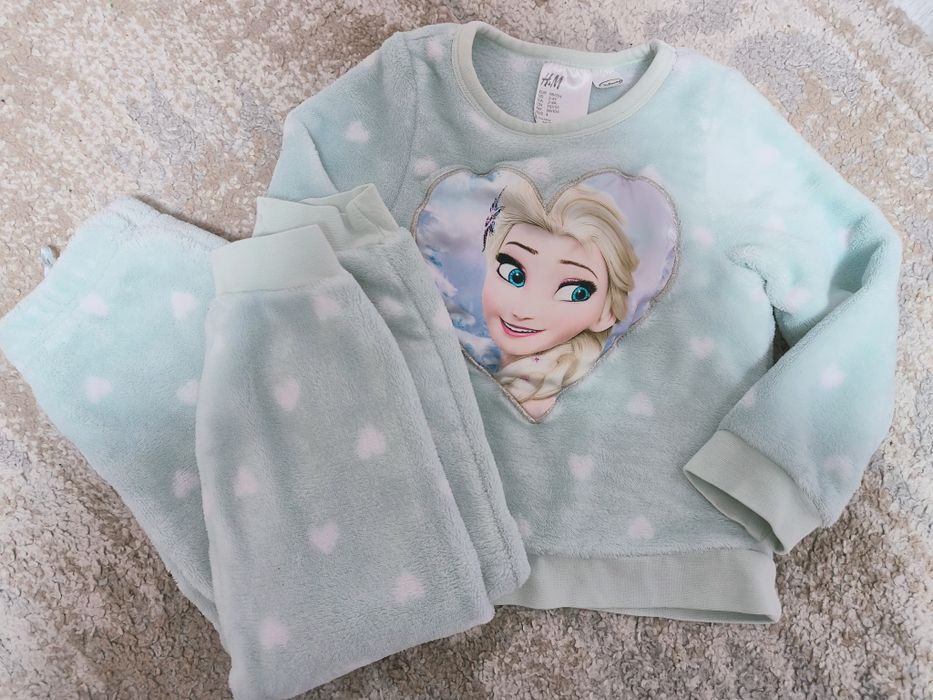 Welurowa ciepła piżama Elza H&M rozm 98/104