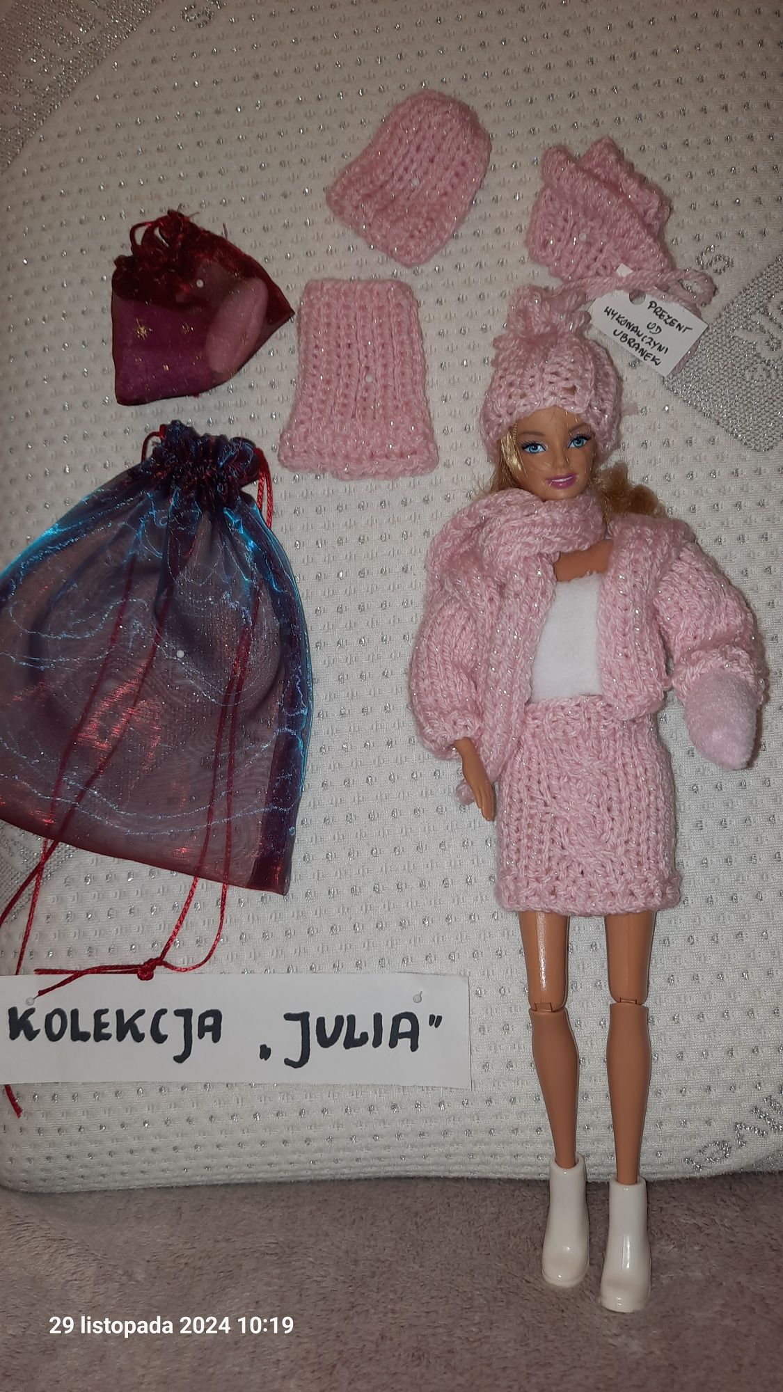 Ubranka zimowe dla BARBIE wykonane ręcznie na drutach