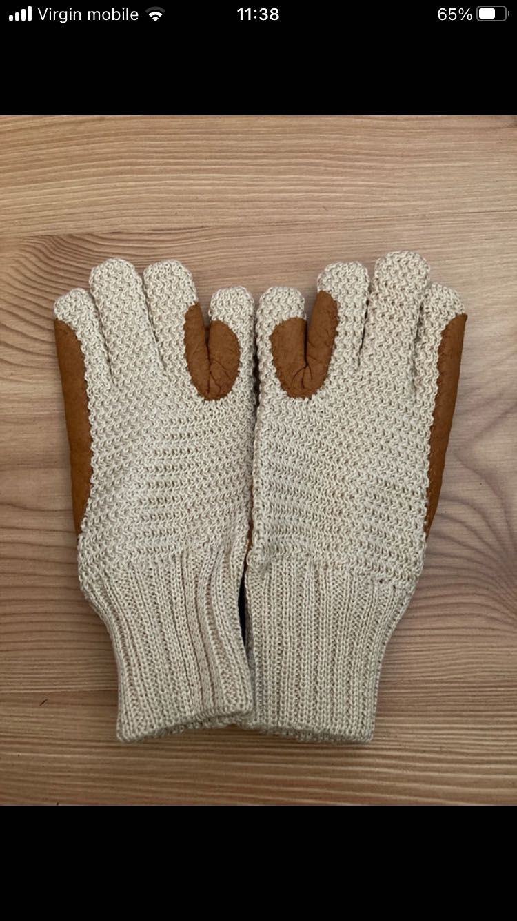Rękawiczki Materiałowe, Brązowe, bawełna, Unisex skórzane rozmiar 5
