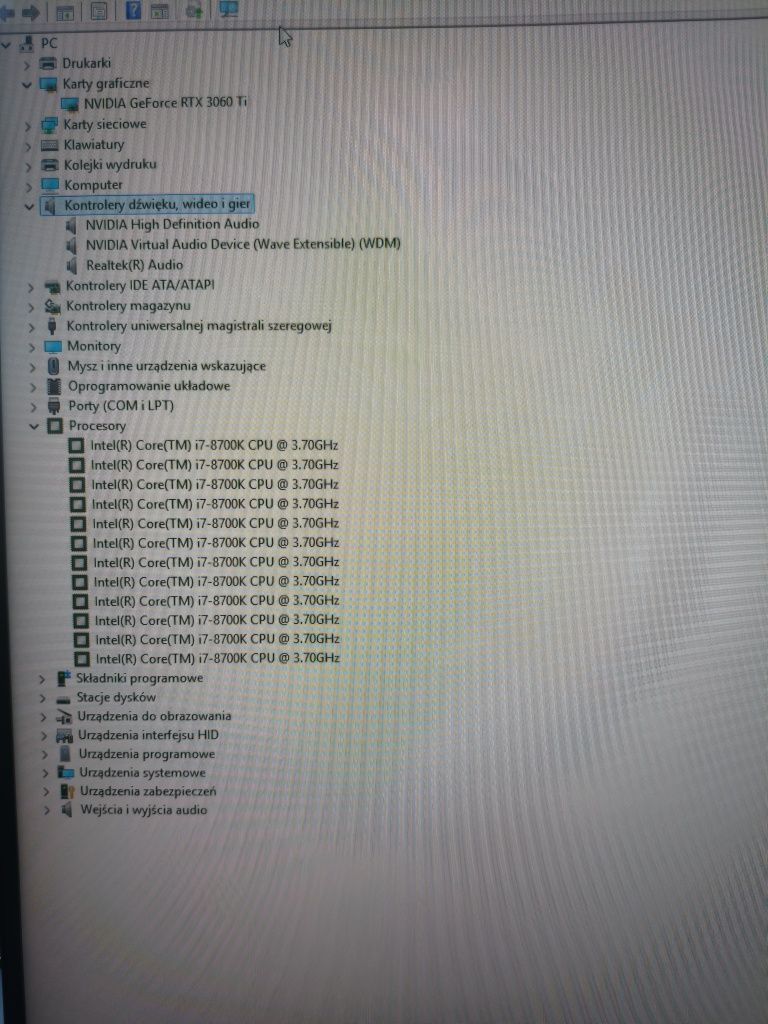 Komputer stacjonarny i7 8700k,  RTX 3060ti, 16 GB RAM, 512 SSD M2