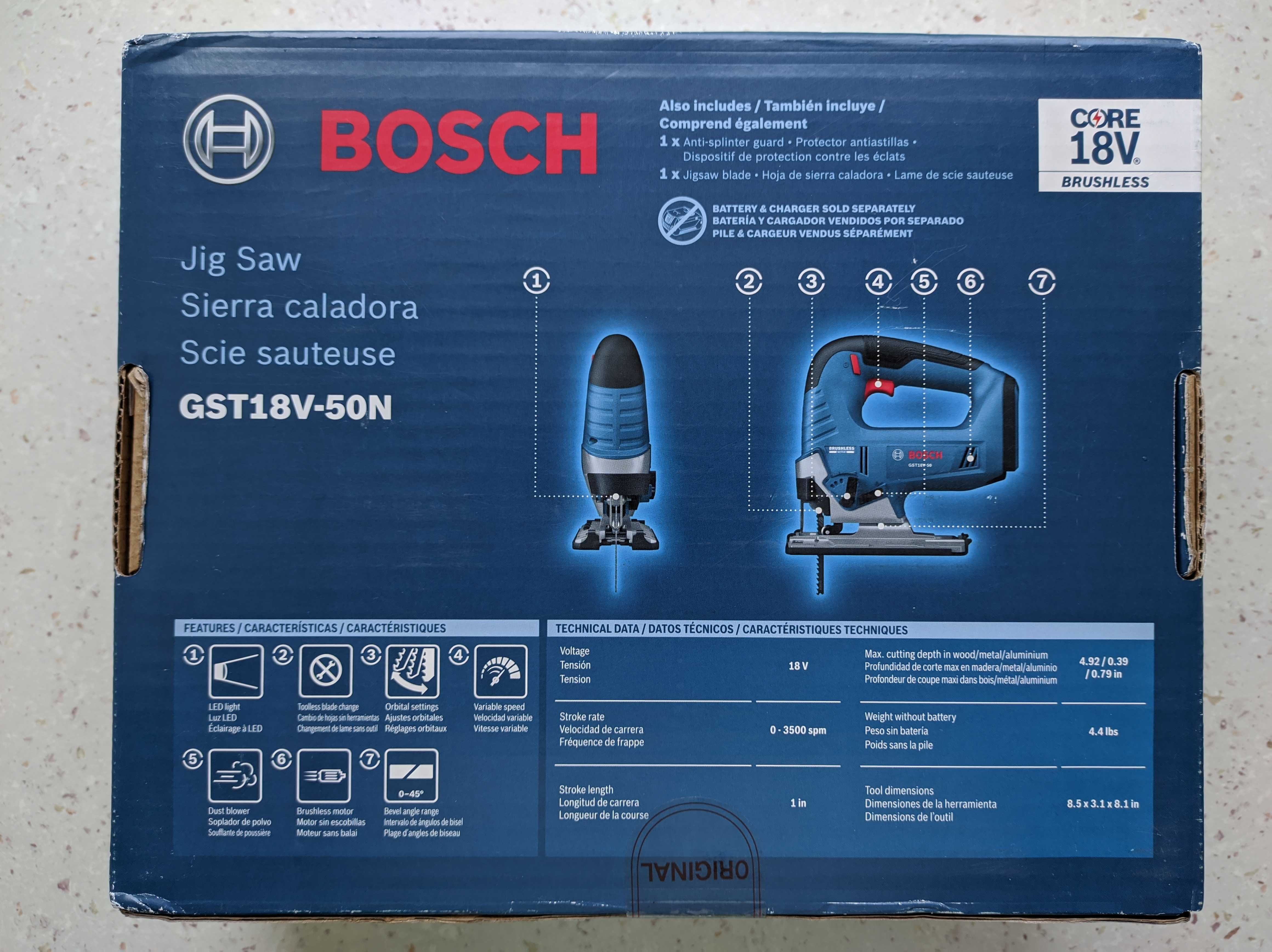 Безщітковий акумуляторний лобзик Bosch GST18V-50N (GST 185-LI)