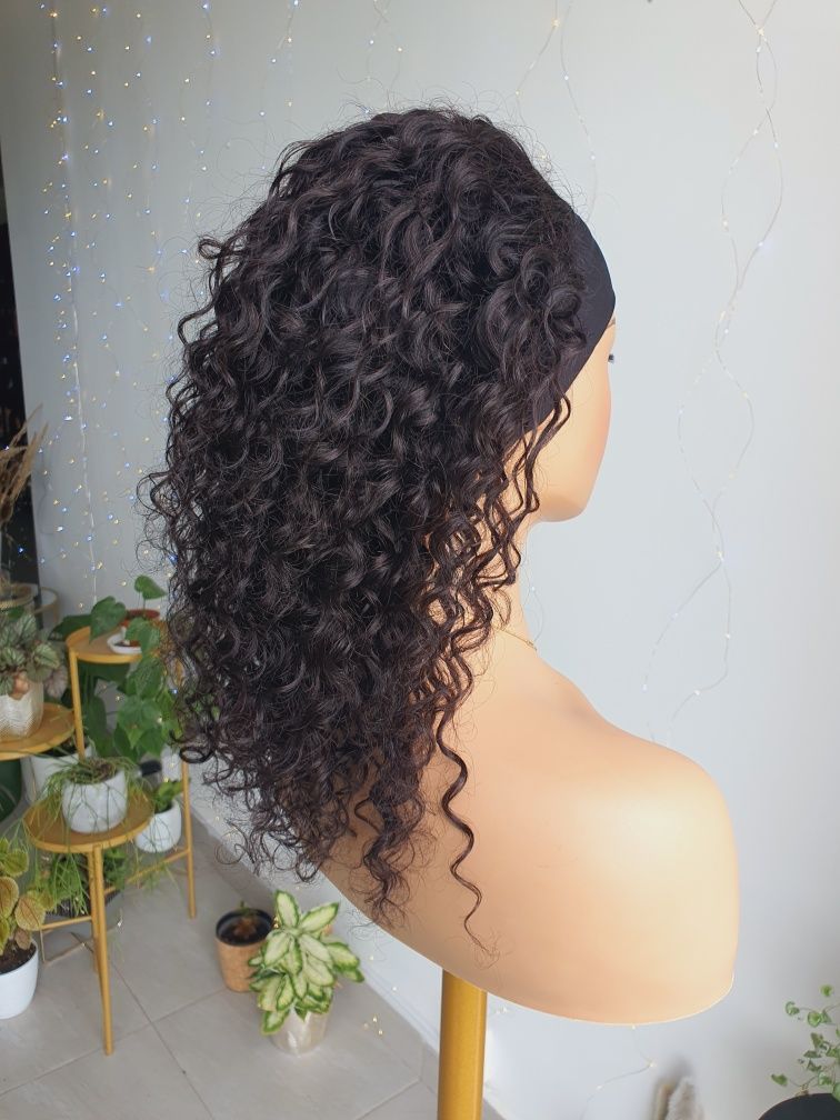 Peruka na opasce z włosów naturalnych loki 45 cm afroloki OP