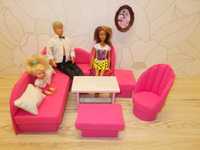 mebelki dla lalek typu barbie tapicerka rogówka fotele stolik pościel