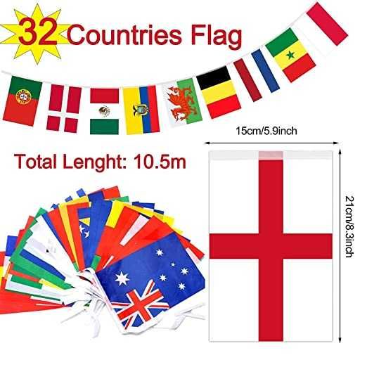 R118 32 kraje flaga girlanda łańcuch flagowy 10,5m - 10szt