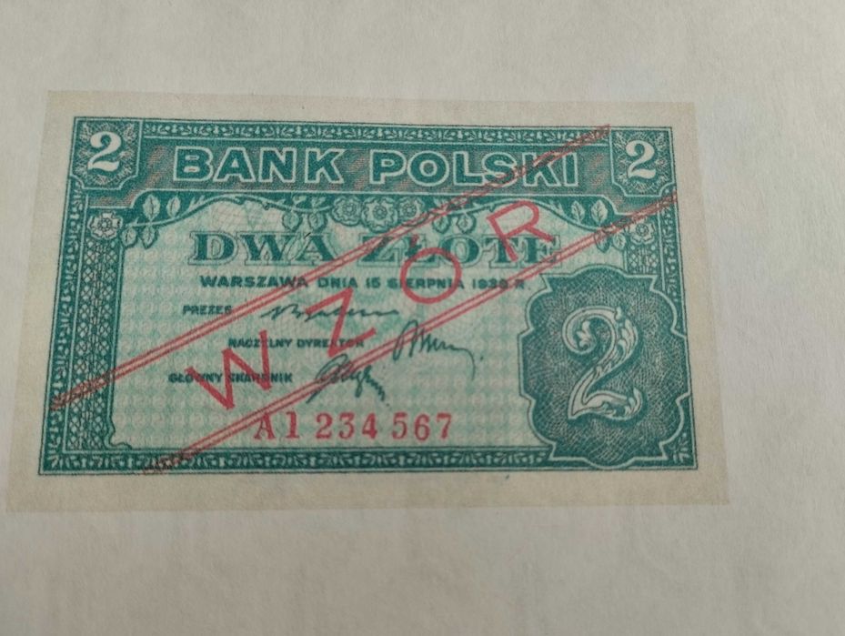 arkusz z banknotami 2 zł WZÓR - RZĄD NA UCHODZCTWIE - LONDYN 1939
