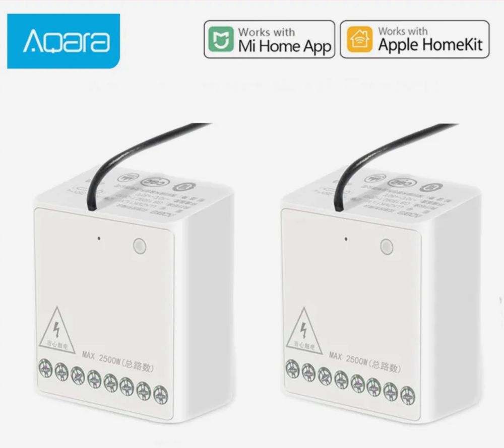 Двоканальний модуль реле Aqara Zigbee Apple Homekit LLKZMK11LM