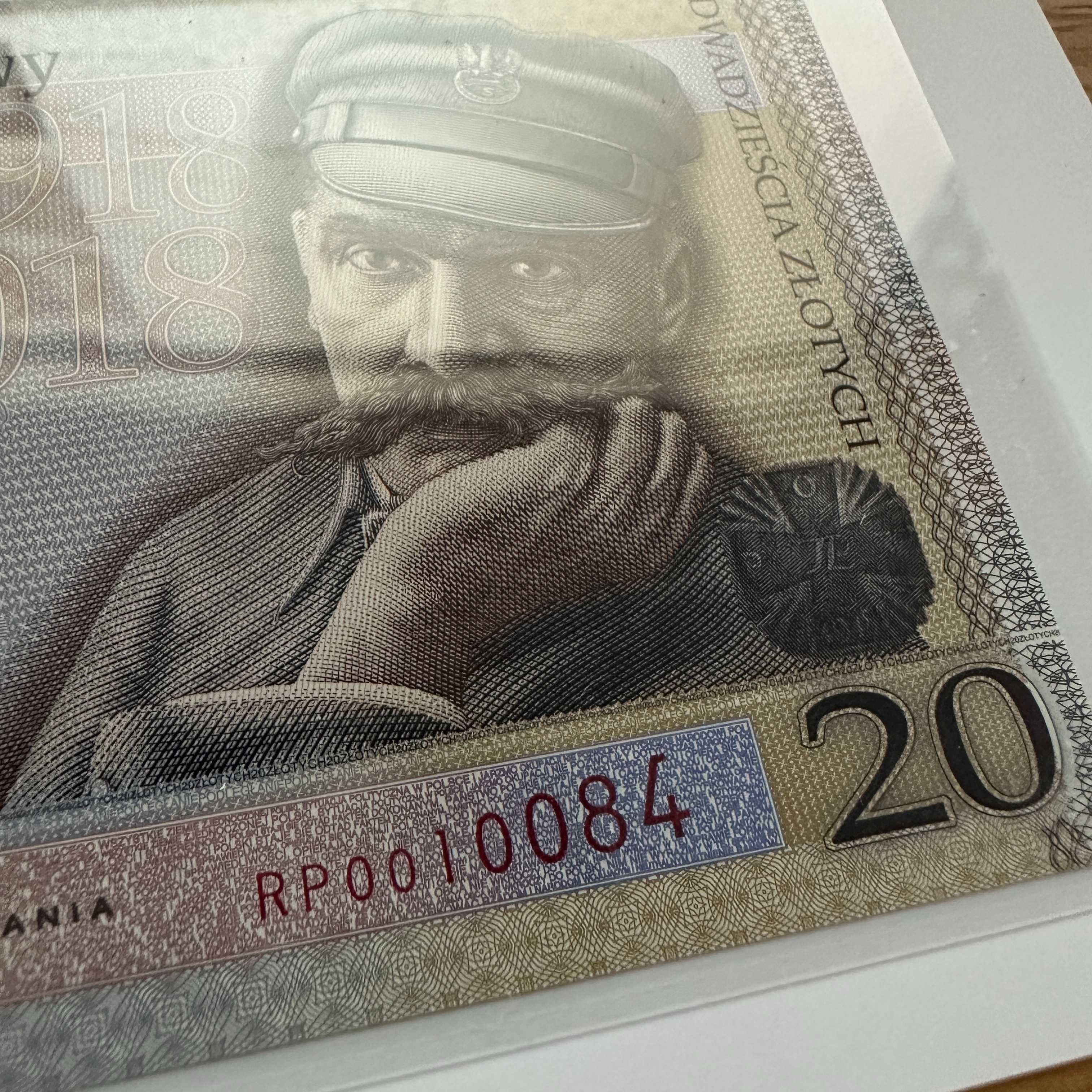 20zł Niepodległość nr. 10084 banknot UNC + folder