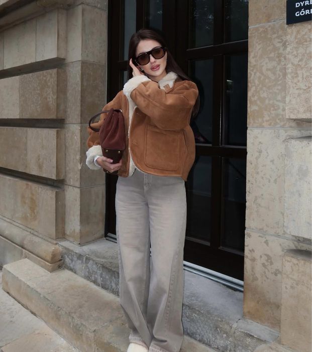 Двостороння куртка з еко-замші Zara