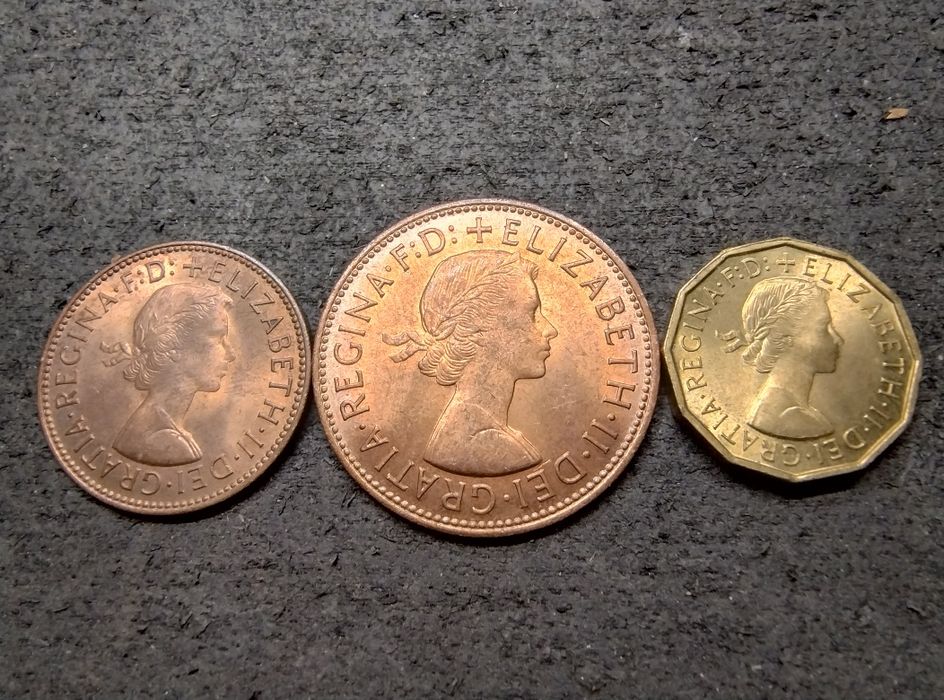 Anglia UK Ełk Brytania 3 monety 1967