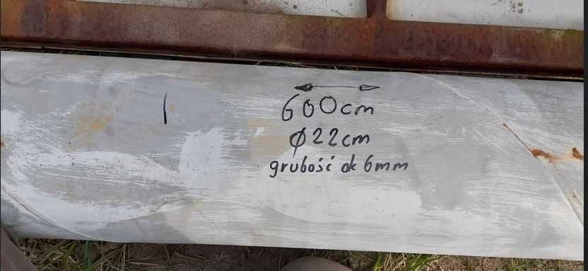 Rura żeliwna/stalowa 600cm średnica 22cm; ok 6mm na przepust mostek