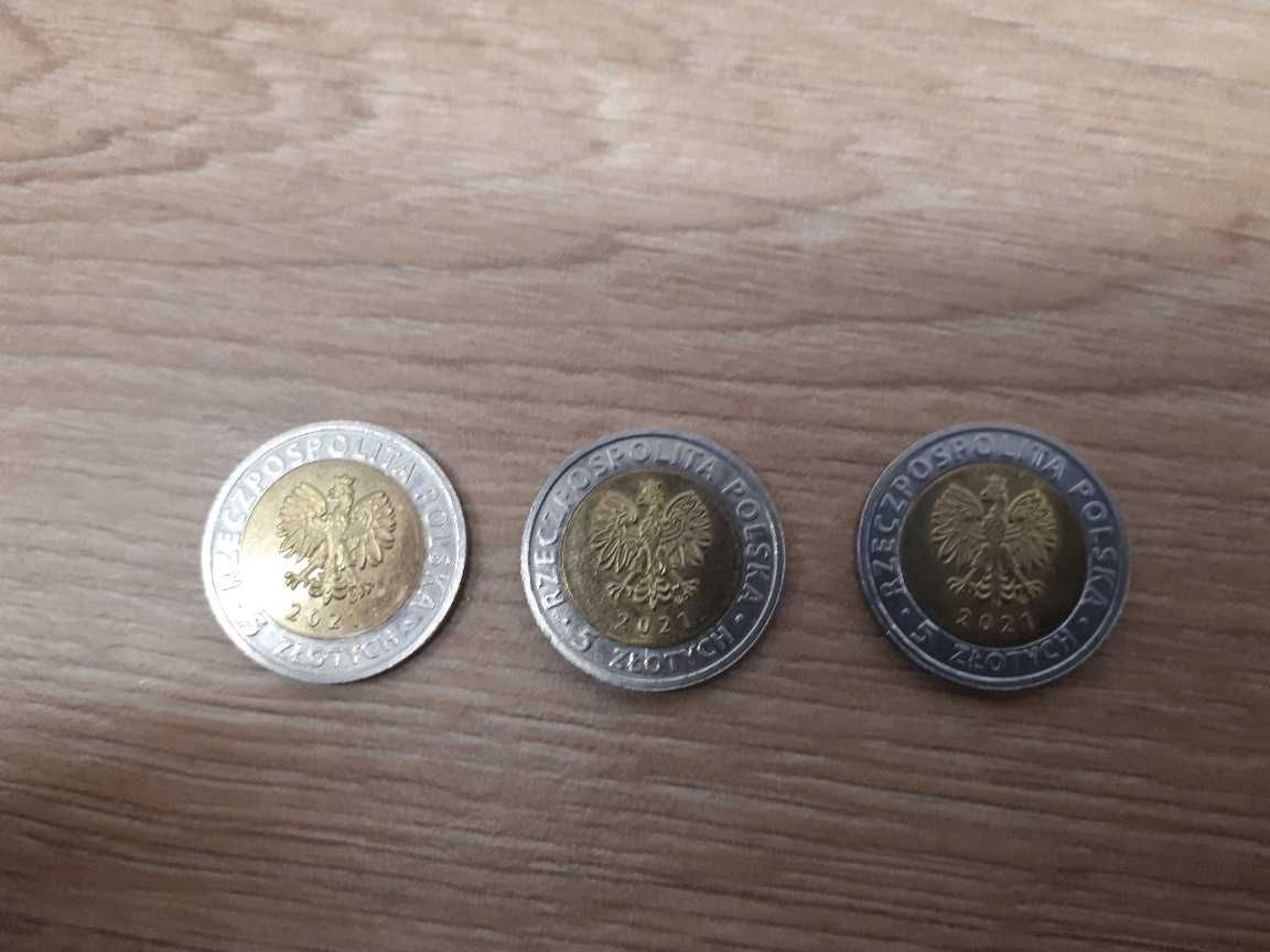 5 ZŁOTYCH -2021- BRAMA-ŻURAW GDAŃSK -  ( cena za 3 szt )