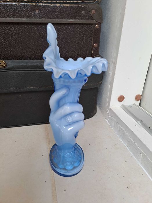 Jarra mão Azul em vidro Opalino!