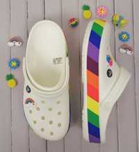 Новинка лета! Кроксы Crocs Crocband Rainbow Block с радужным принто