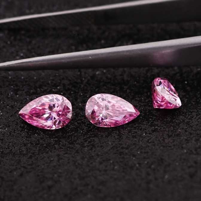 Diament Moissanit Różowy ! Łza 5x8mm - 1CT VVS1-D