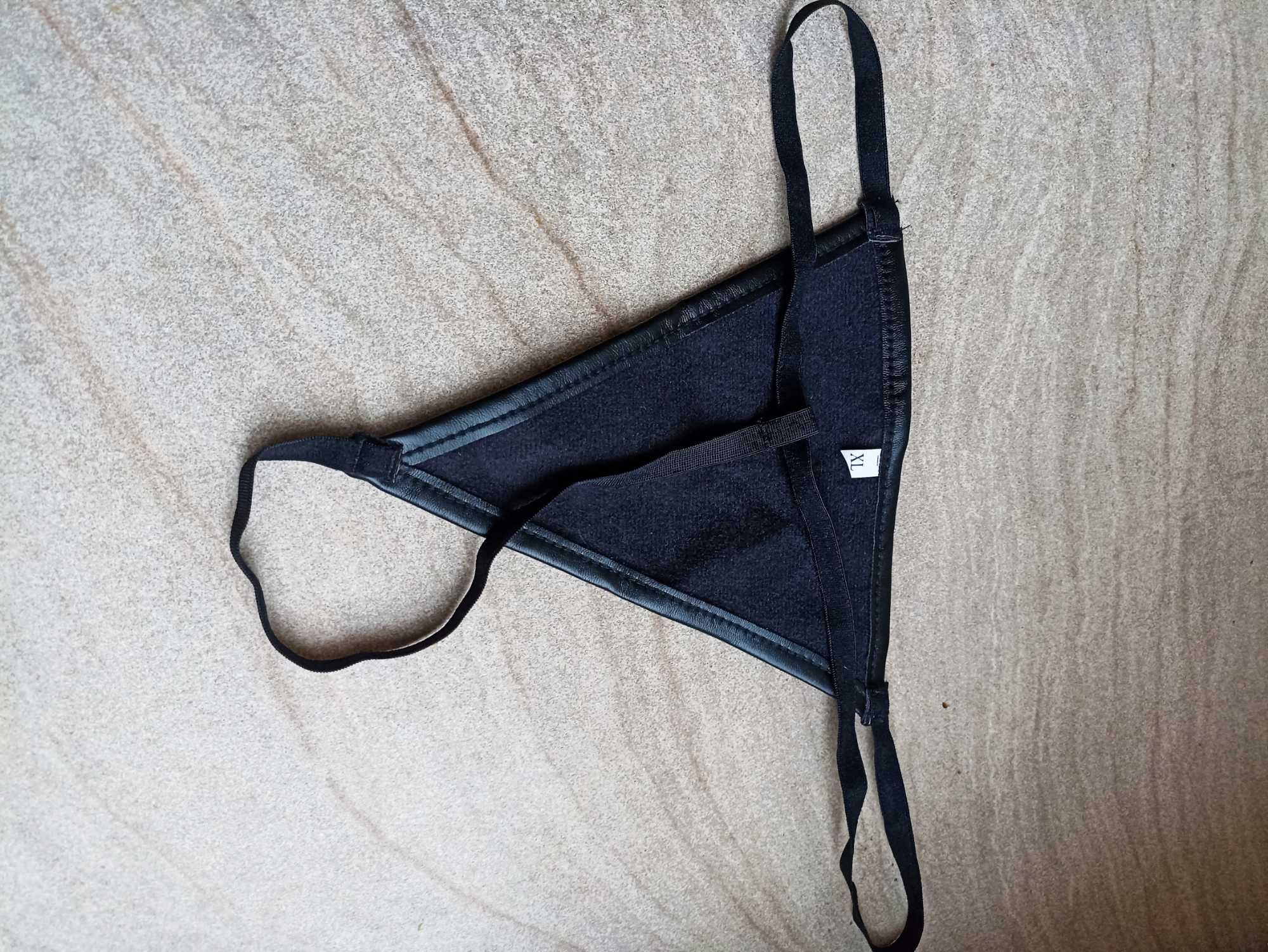 Gorset z koronką stringi eko skóra komplet XL