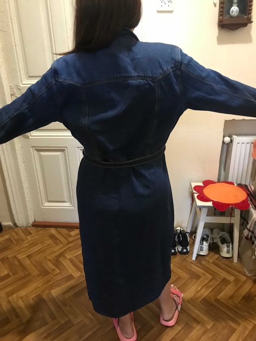 длинное джинсовое платье - плащ
