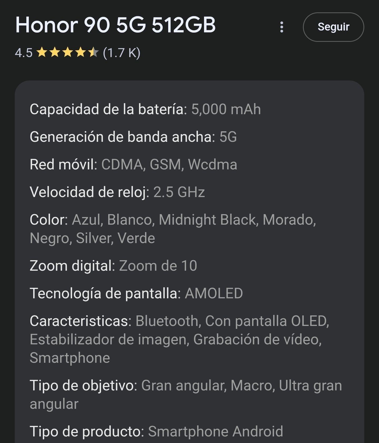 Telemóvel HONOR 90 5G 512gb/12gb
