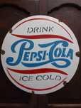& Pepsi-Cola & Stary Piękny Szyld Reklamowy & Vintage &