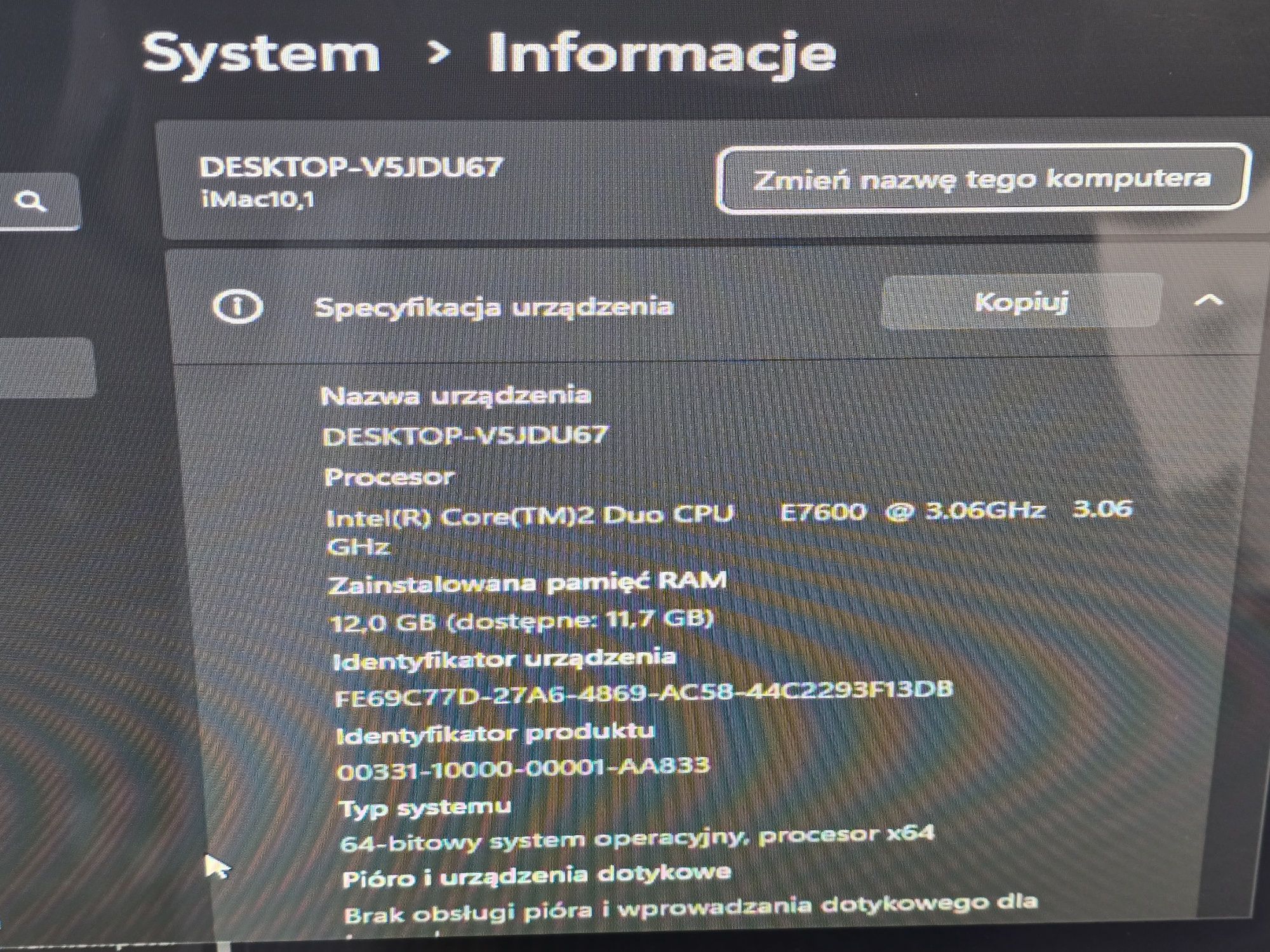 Komputer Apple iMac 21,5' z Windows 11 Dysk SSD 12GB RAM