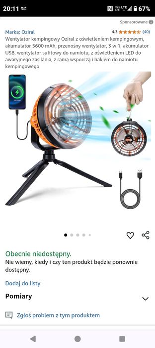 Przenośny wentylator 2 w 1