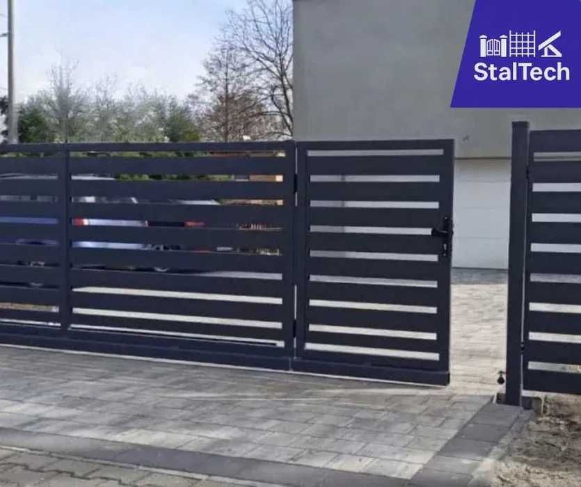 Brama ze zintegrowaną furtką bramofurtka przesuwna dwuskrzydłowa ZF-80