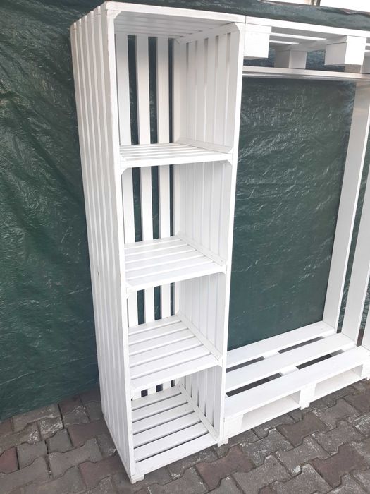 Mebel Wieszak Regał z palet 150x175cm Do przedpokoju Biały - Transport