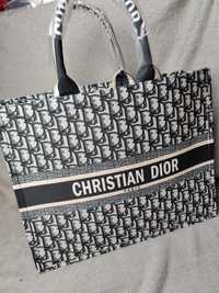 Torebka duża shoperka Dior Torba Szara na ramie płotno Premium
