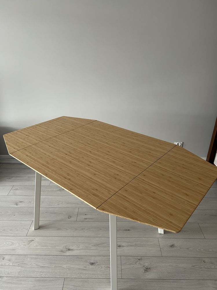 IKEA stół z opuszczanym blatem bambus / biały stolik