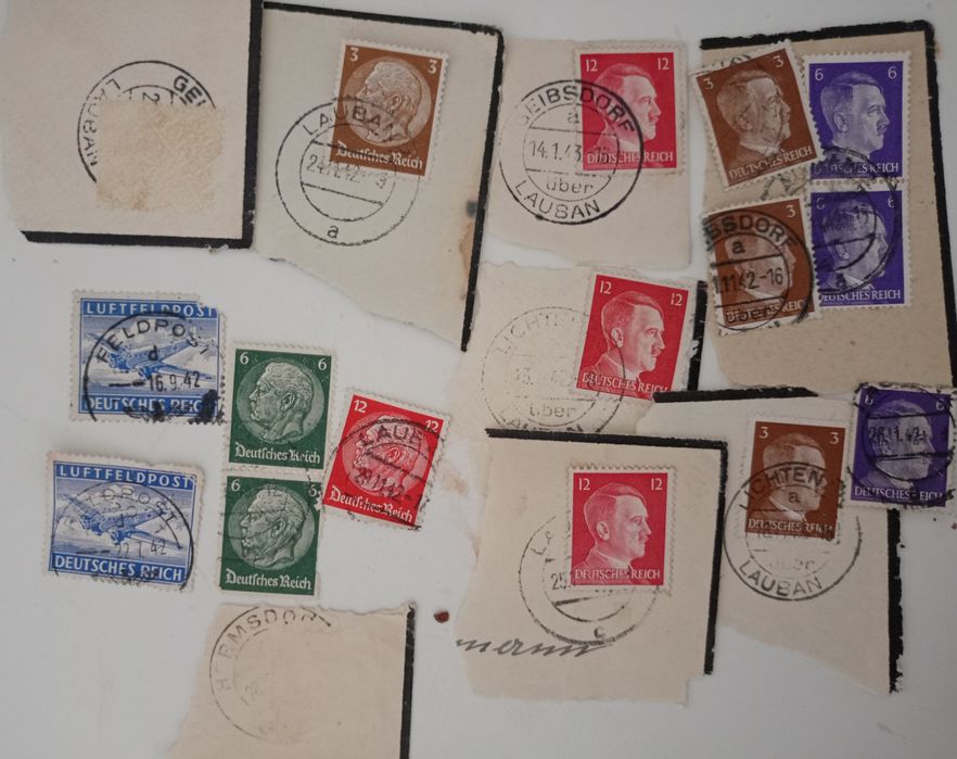 Stempel Lubań rok 1943 z znaczkami hitlera