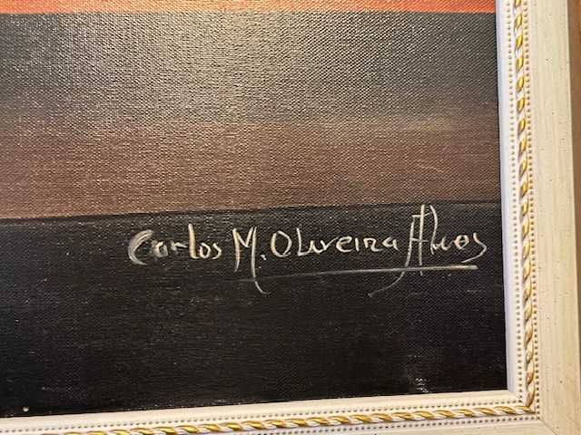 Quadro grande Natureza Morta a oleo de Carlos M. Oliveira Alves