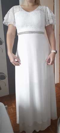 Biała suknia sukienka ślub cywilny boho 42 xl