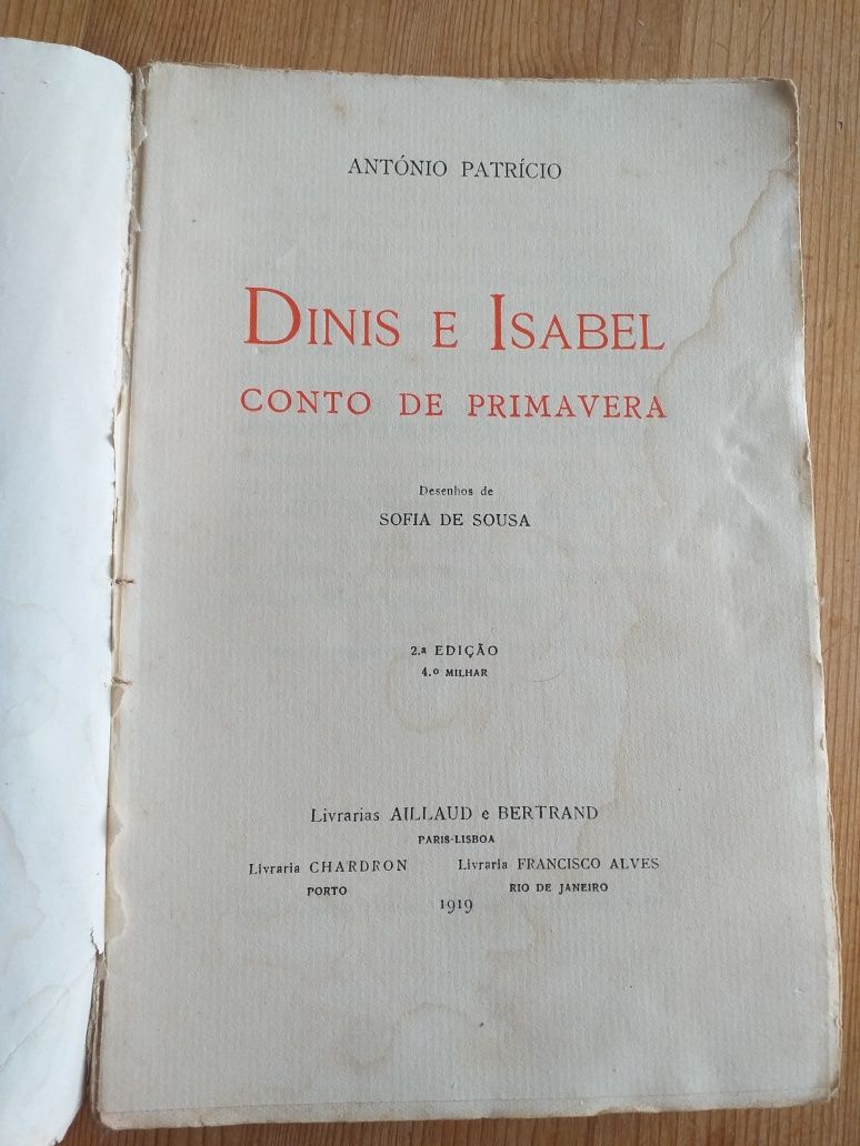 Livro "Dinis e isabel conto de primavera" 1919