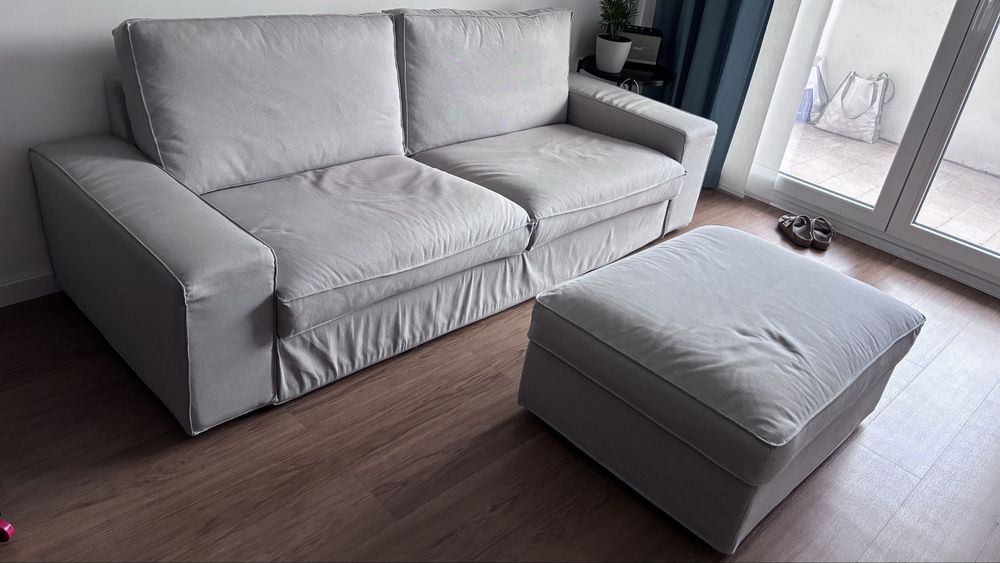 Sofá 3 Lugares e Repousa Pés Ikea Kivik
