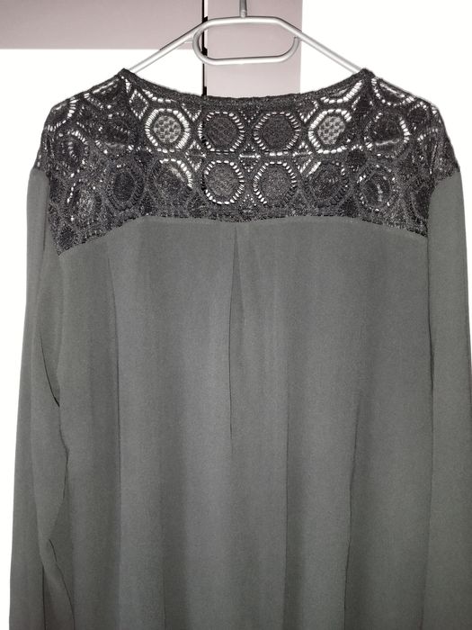 Elegancka czarna bluzka z koronką i cyrkoniami NOWA