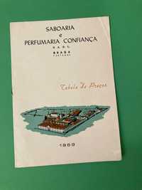 Tabela de Preços da Saboaria e Perfumaria Confiança Ach Brito anos 60