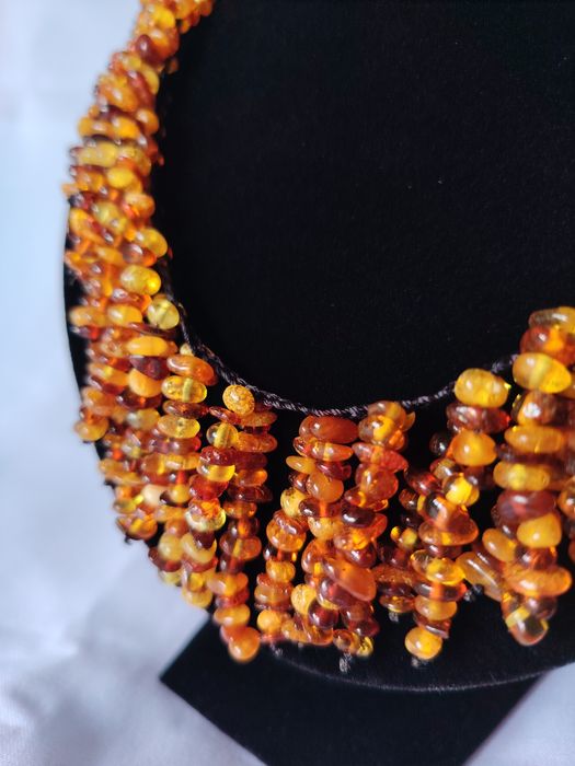 Korale Naszyjnik Bursztyn Bałtycki Szlifowany Kolia sople