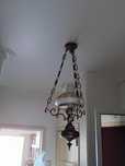 Candelabro de teto anos 80, em bronze, perfeito estado.