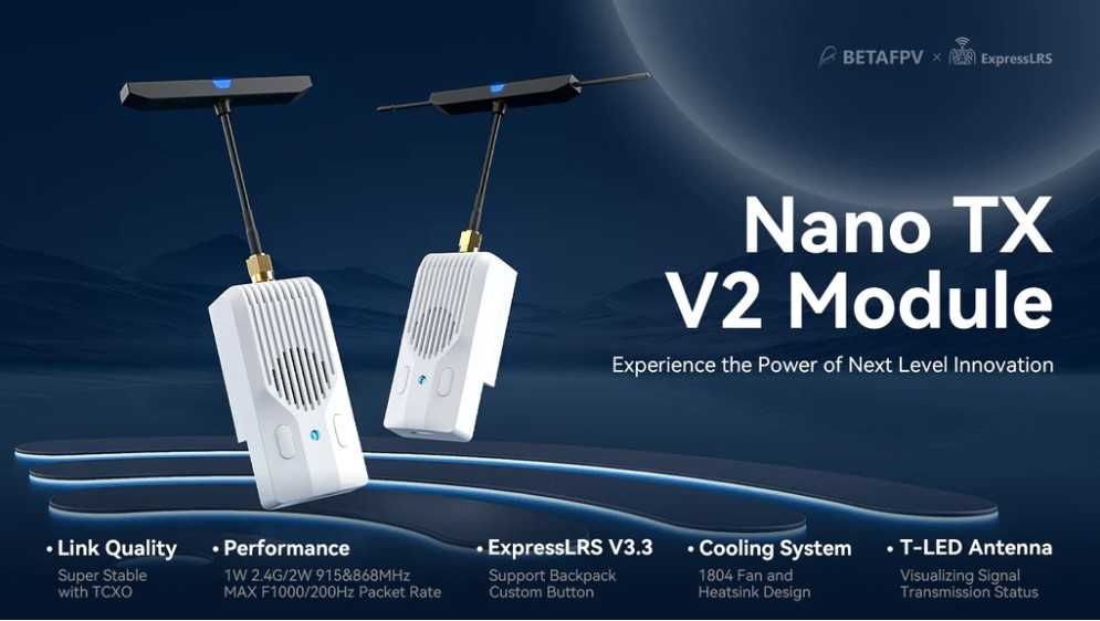 Передатчик ELRS 915, 2W. BetaFPV Nano TX V2 Module FCC
